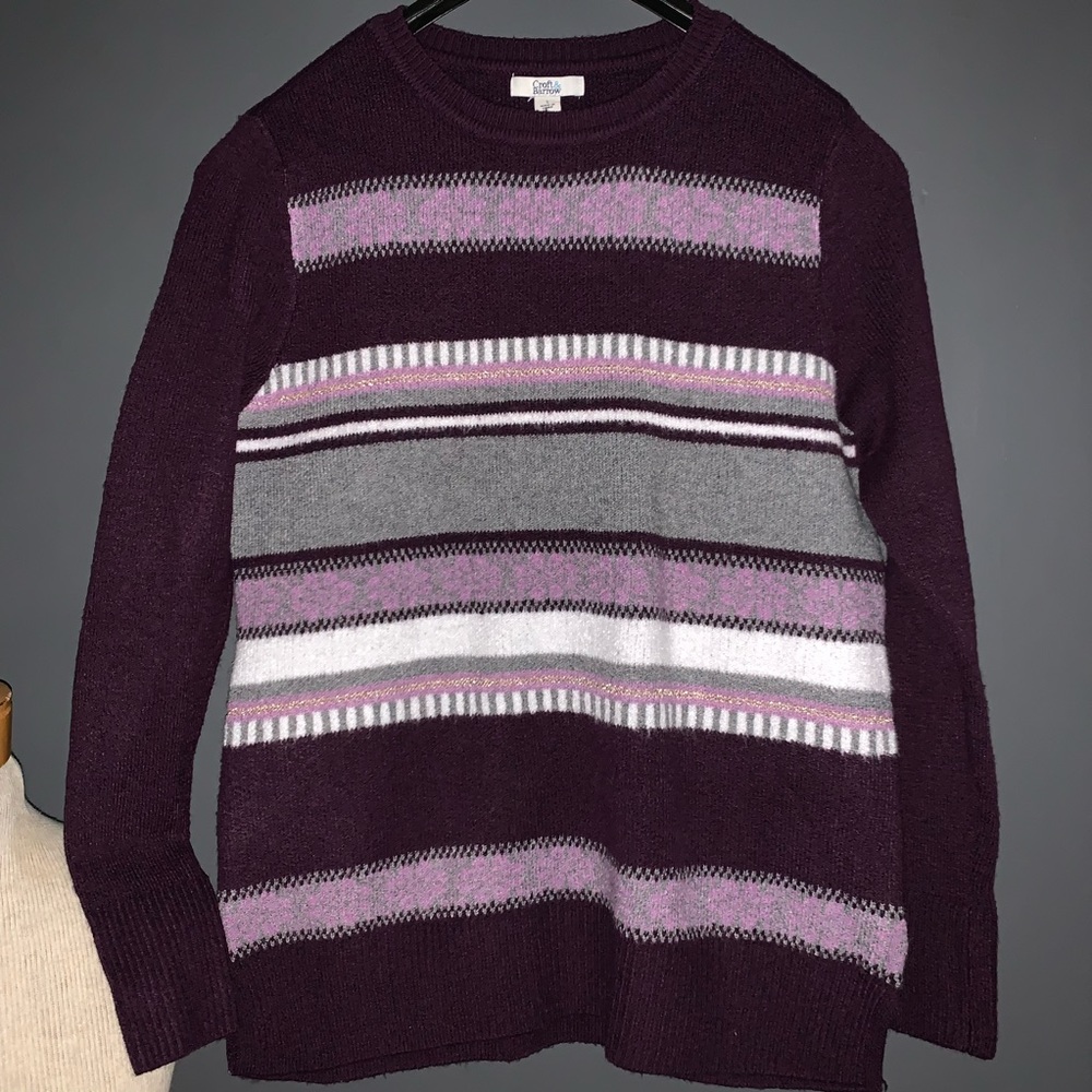 Croft & Barrow Striped Crew Neck Sweater Small NEW